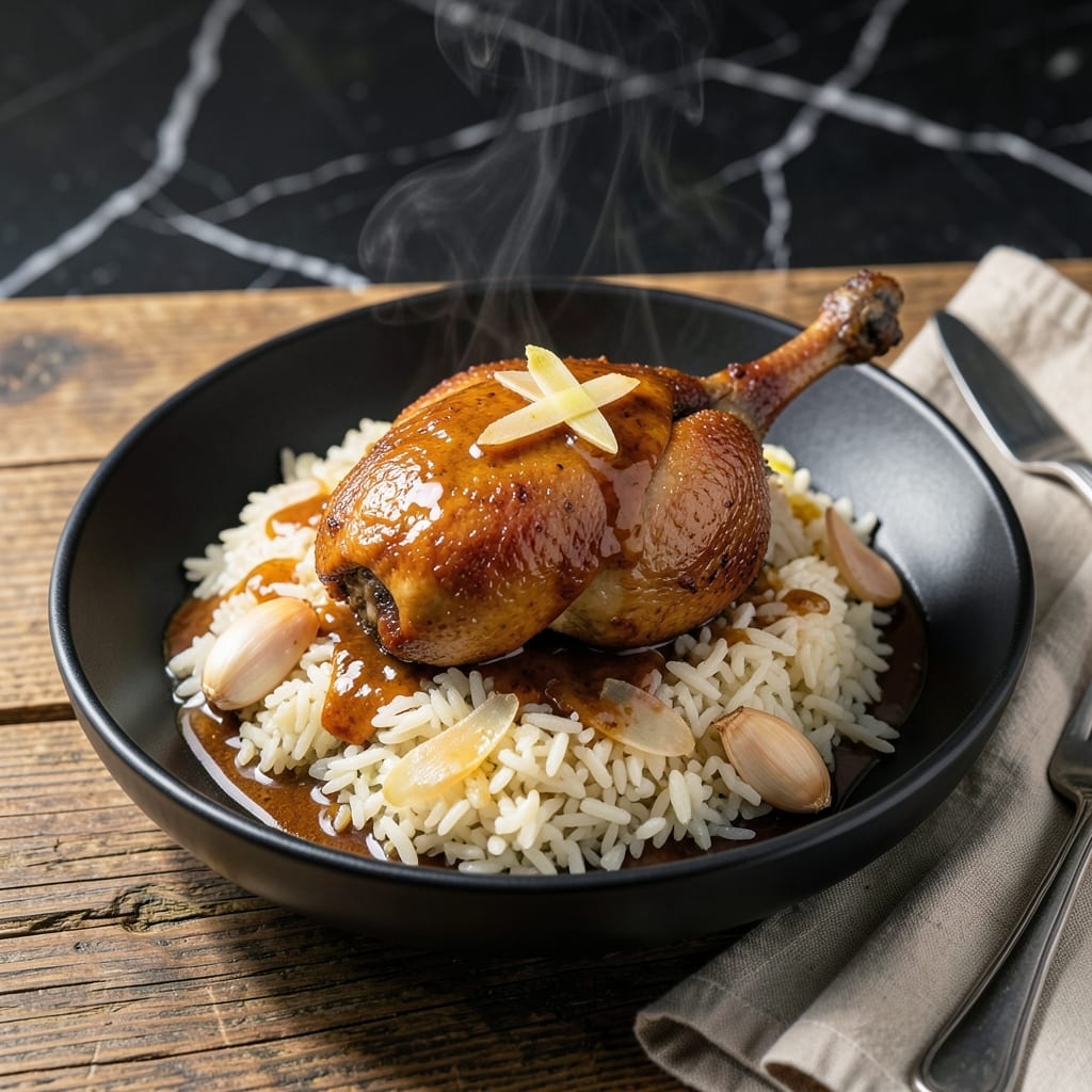 Duck and Rice Recipe: Crispy Skin Over Fragrant Jasmine Rice Duck and Rice Recipe: Crispy Skin Over Fragrant Jasmine Rice