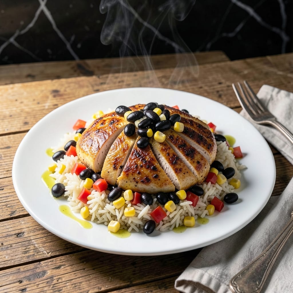 Chicken Black Beans Corn Rice Recipe: Southwestern One-Bowl Fiesta