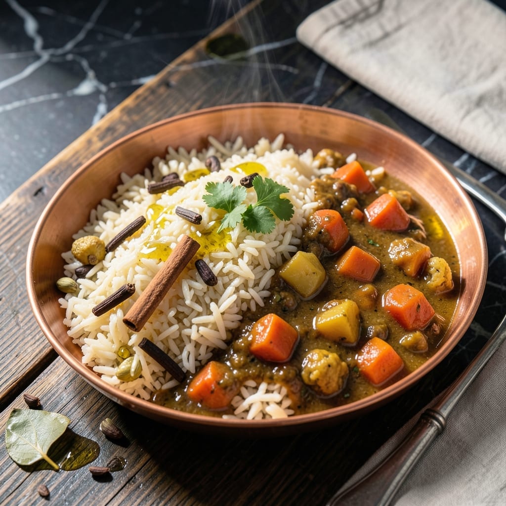 Ghee Rice Veg Kurma Recipe: Fragrant Basmati With Golden Spices