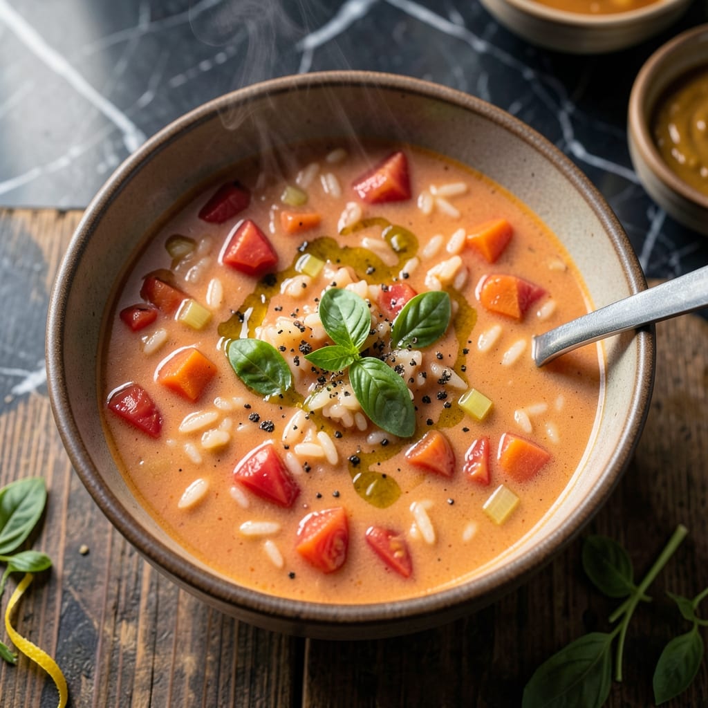 Creamy Tomato Rice Soup Recipe: Velvety Broth with Plump Grains