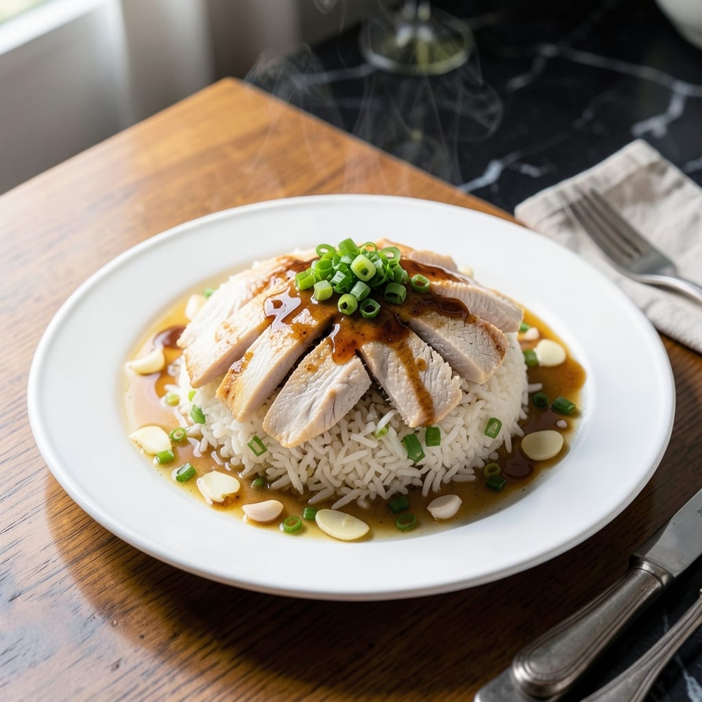 Quick Hainanese Chicken Rice Recipe: Silky Poached Chicken with Aromatic Broth