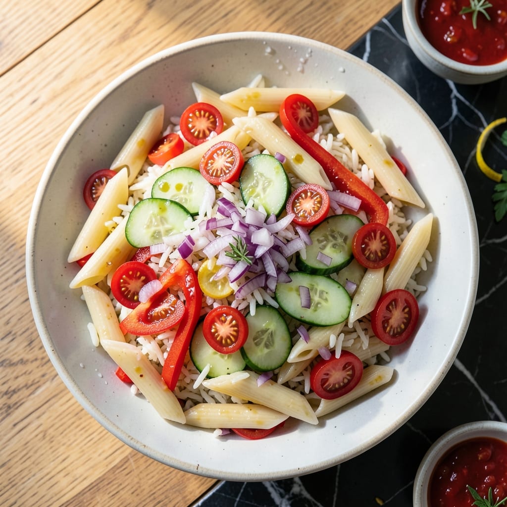 Pasta Rice Salad Recipe: Mediterranean-Inspired Cold Bowl Delight