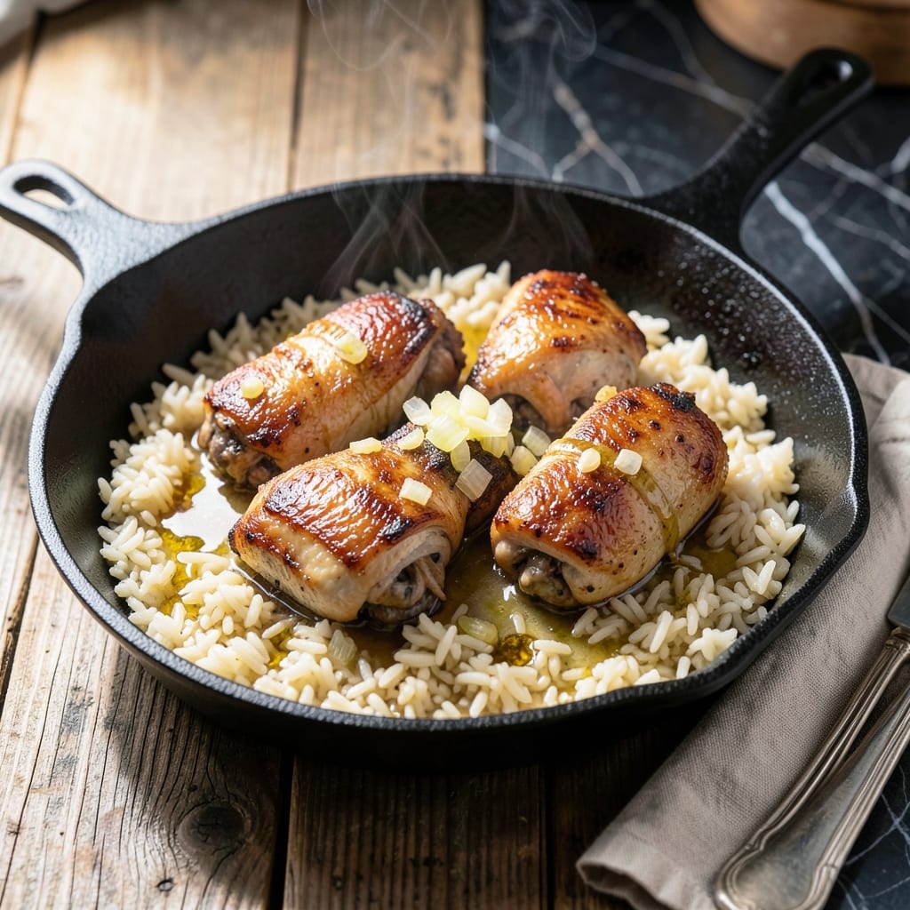 One Skillet Chicken and Rice Recipe: Savory Herbs and Juicy Thighs