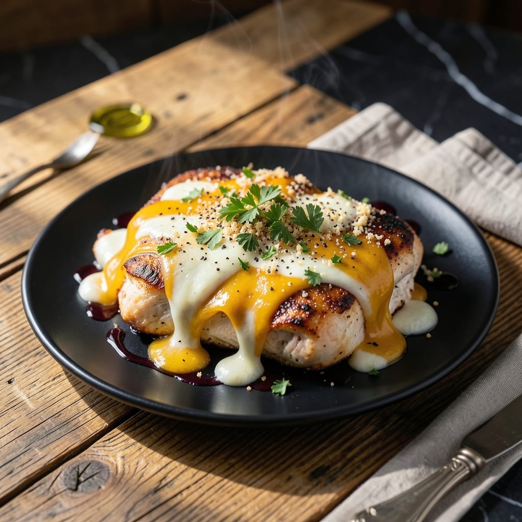 Chicken Cheese Melt Recipe: Gooey Three-Cheese Blanket Over Tender Chicken Chicken Cheese Melt Recipe: Gooey Three-Cheese Blanket Over Tender Chicken
