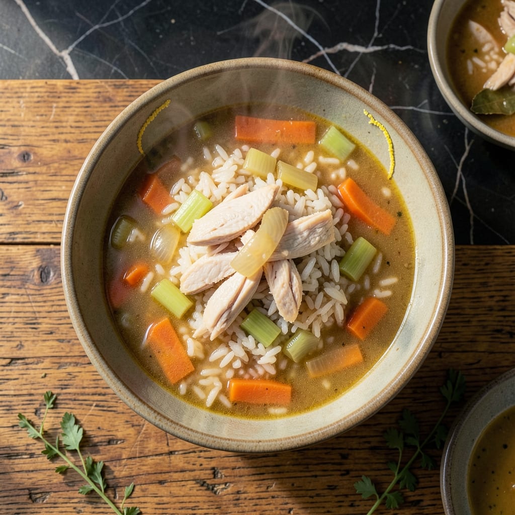 Chicken and White Rice Soup Recipe: Light Broth with Tender Bites