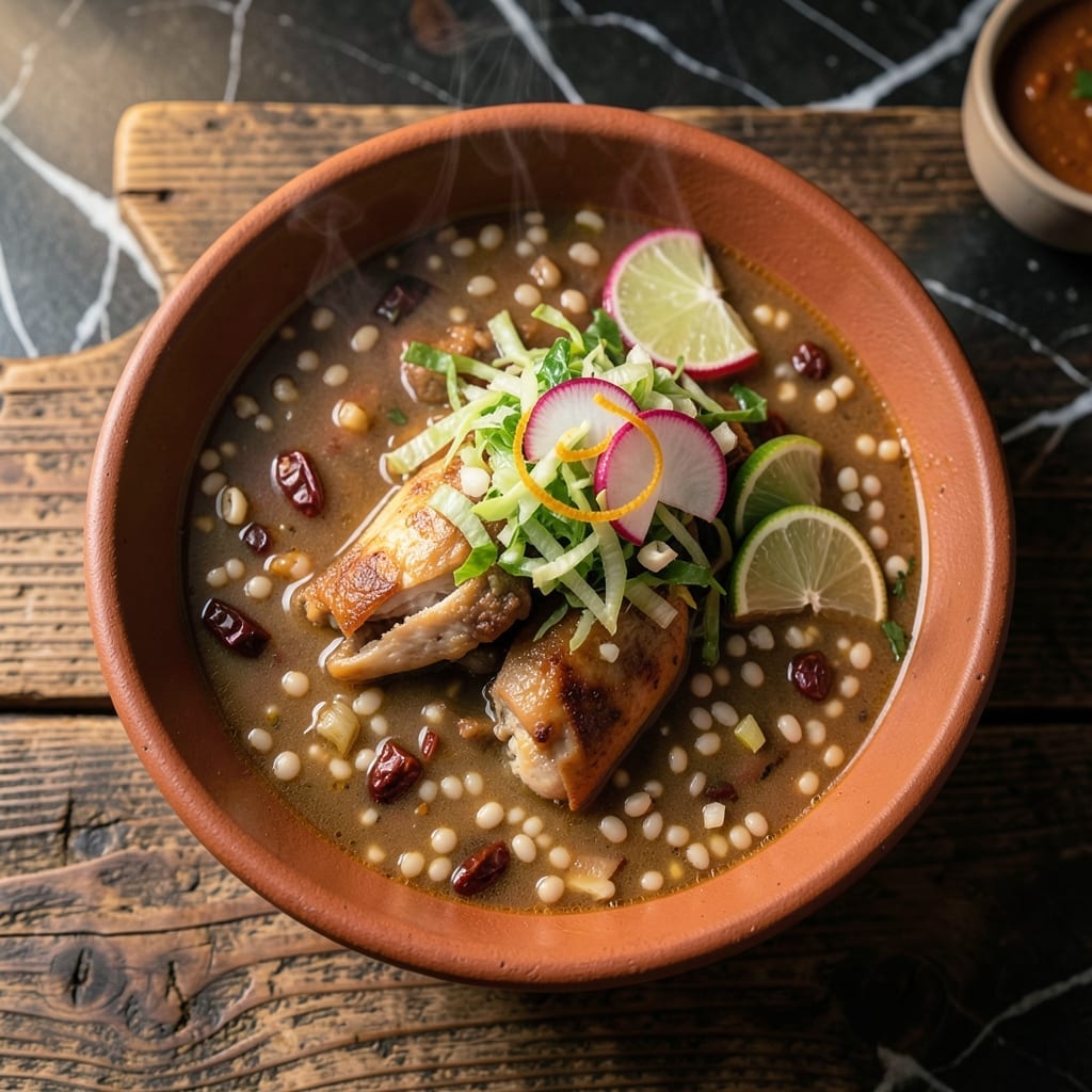 Juanita's Chicken Pozole Recipe: Homestyle Hominy and Chile Broth Juanita's Chicken Pozole Recipe: Homestyle Hominy and Chile Broth