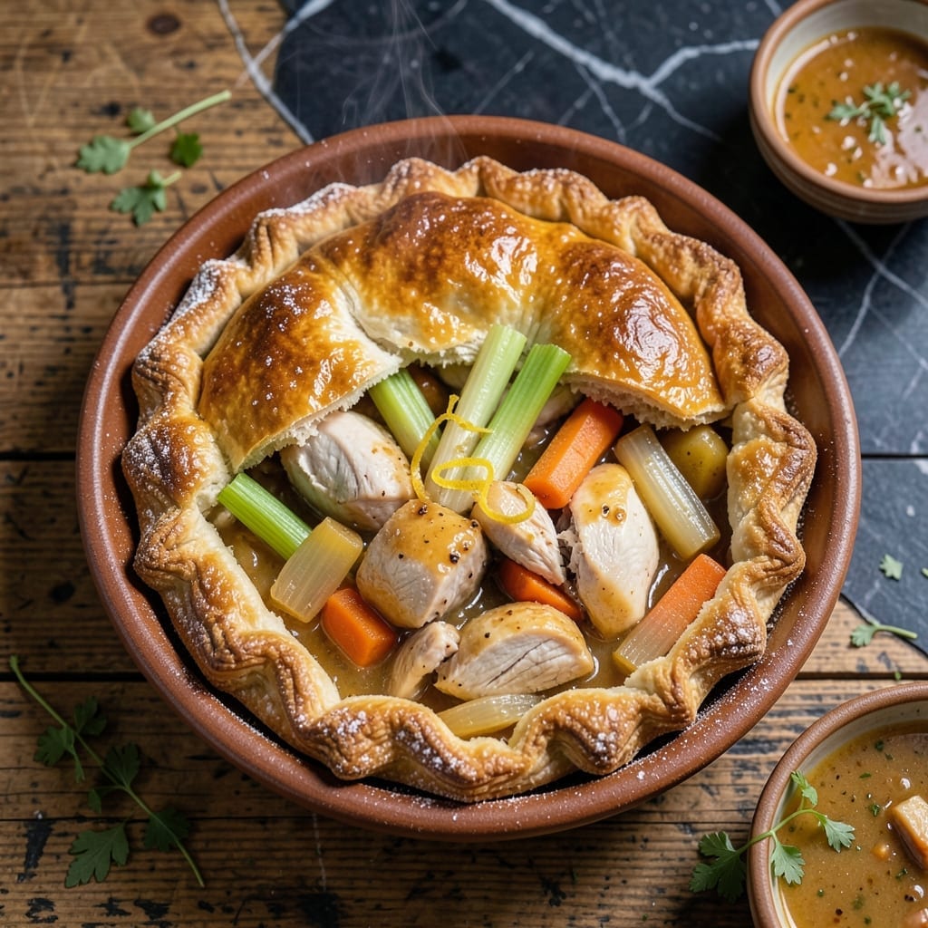 Chicken Pit Pie Recipe: Flaky Pastry With Savory Chicken Filling