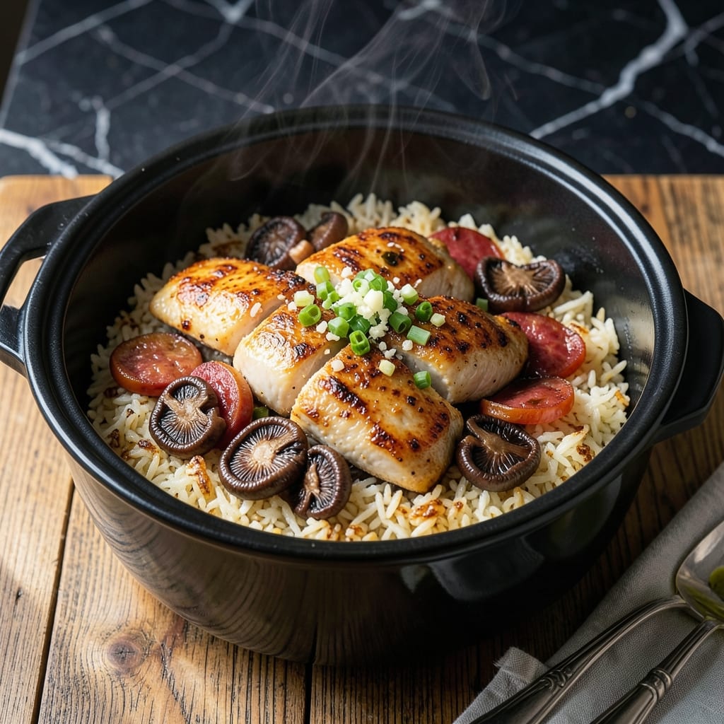 Claypot Rice in Rice Cooker Recipe: Crispy Bottom and Savory Toppings