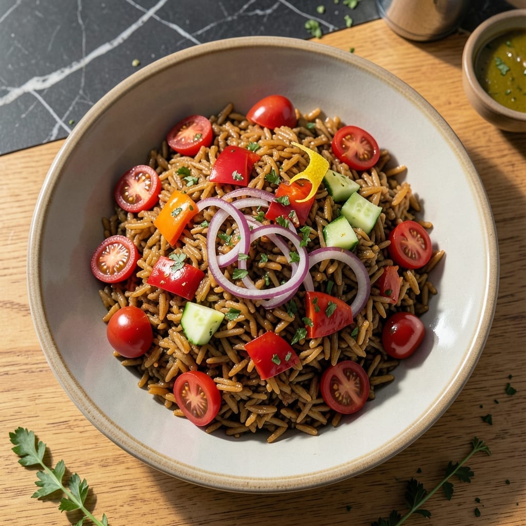 Brown Basmati Rice Salad Recipe: Nutty Grain Medley With Garden Freshness Brown Basmati Rice Salad Recipe: Nutty Grain Medley With Garden Freshness