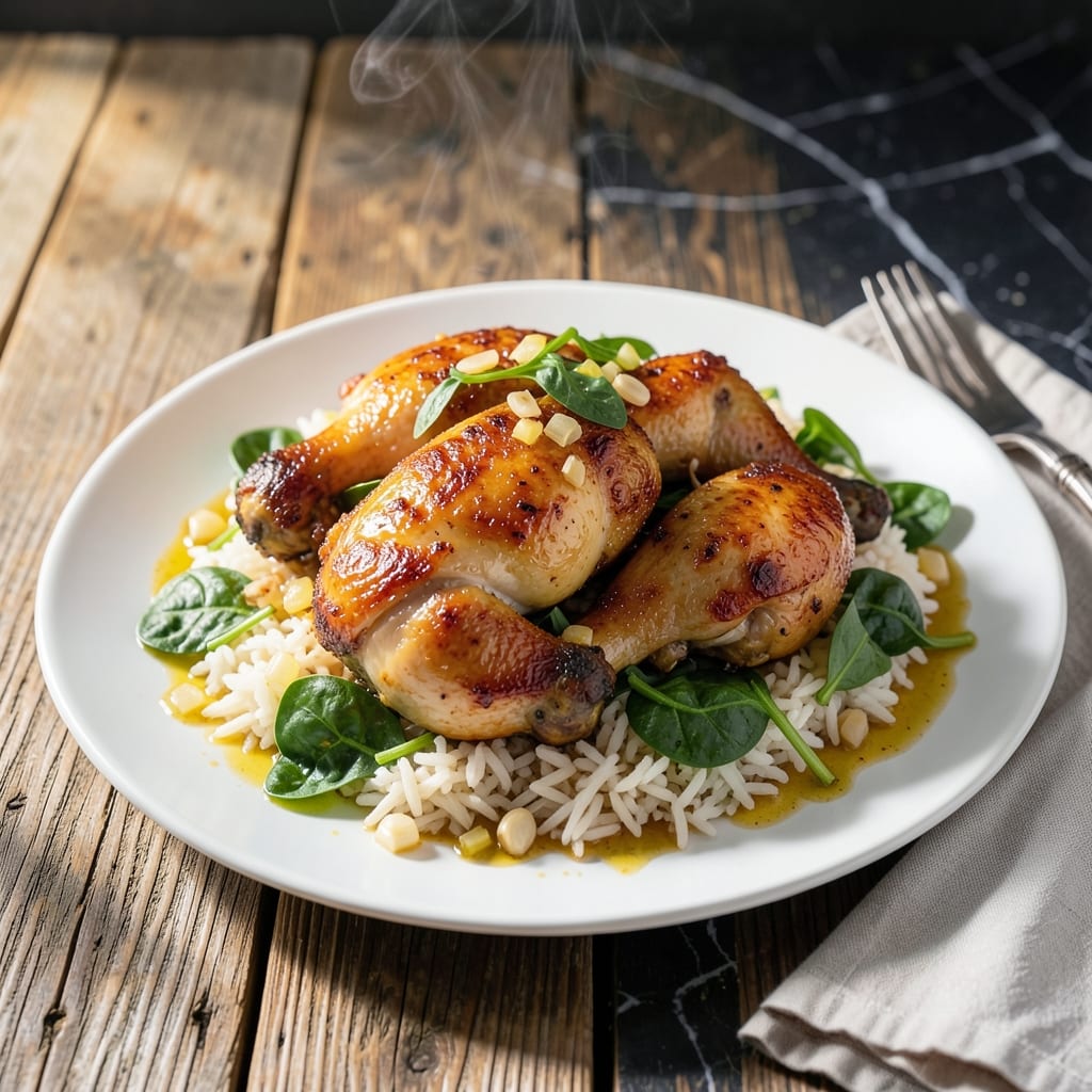Chicken Thighs Spinach Rice Recipe: One-Pot Savory Feast