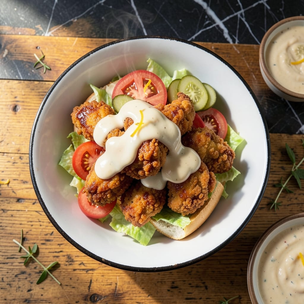 Chicken Po Boy Recipe: Crispy Fried Chicken With Zesty Remoulade Chicken Po Boy Recipe: Crispy Fried Chicken With Zesty Remoulade