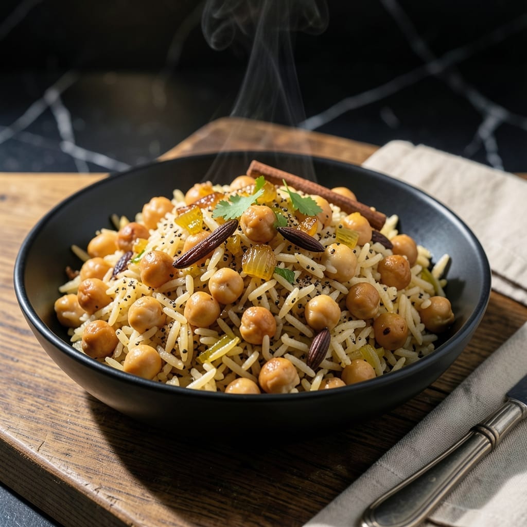 Kabuli Chana Rice Recipe: Aromatic Chickpea Pilaf With Cumin and Cardamom