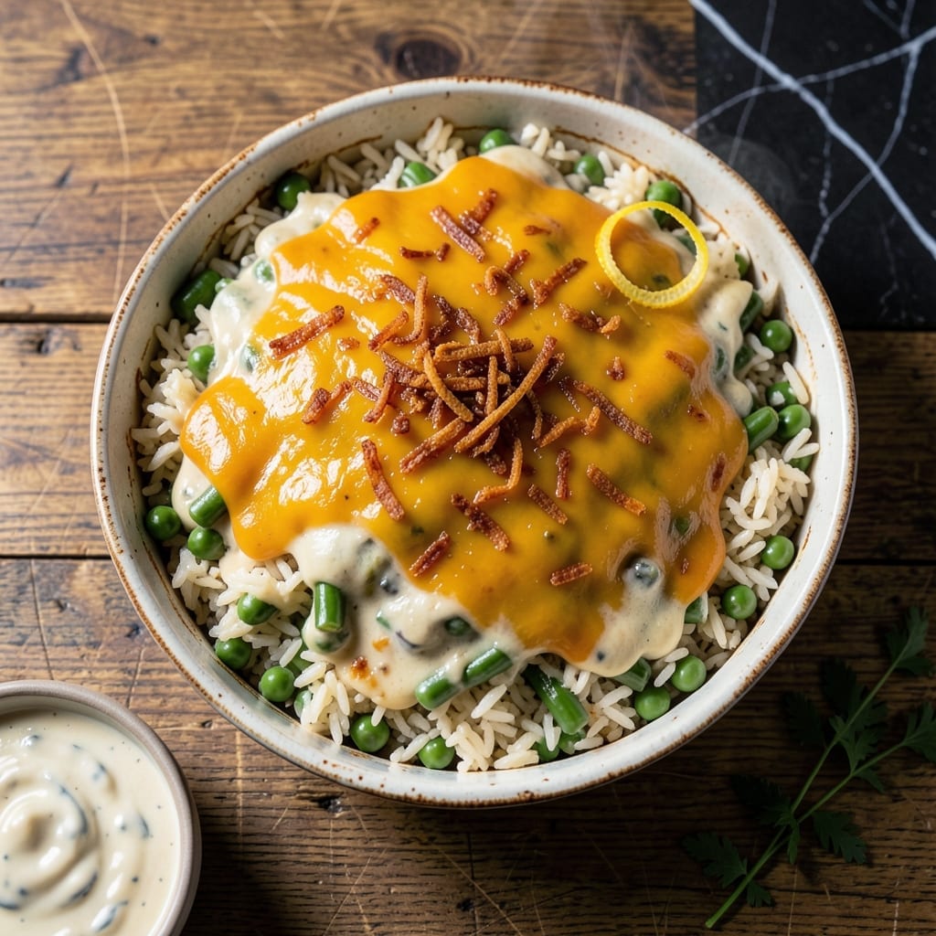 Green Bean and Rice Casserole Recipe: Creamy Bake With Crunchy Topping Green Bean and Rice Casserole Recipe: Creamy Bake With Crunchy Topping