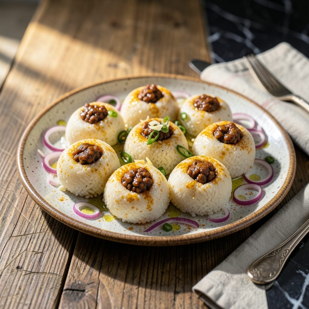 Indian Rice Balls Recipe: Spiced Lentil Centers in Crispy Coating