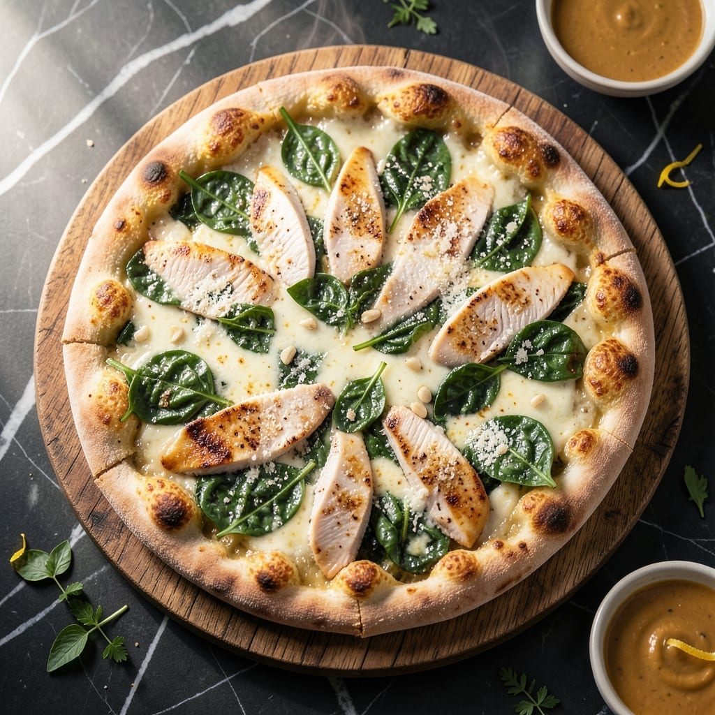 Chicken Florentine Pizza Recipe: Spinach and Garlic White Sauce Delight