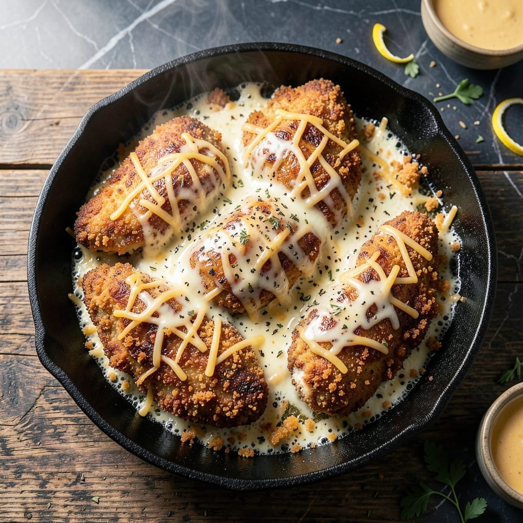 Sizzling Chicken and Cheese Recipe: Golden Crust With Melty Centers