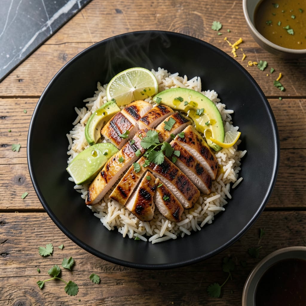 Grilled Chicken And Avocado Rice Bowl Recipe: Fresh Meets Hearty in One Bowl