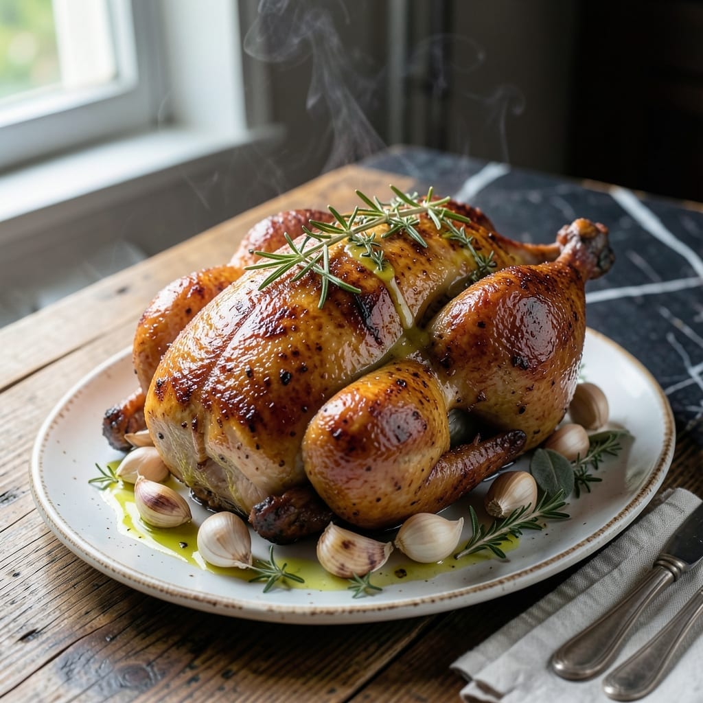 Roaster Chicken Recipe: Herb-Rubbed Crispiness With Golden Skin