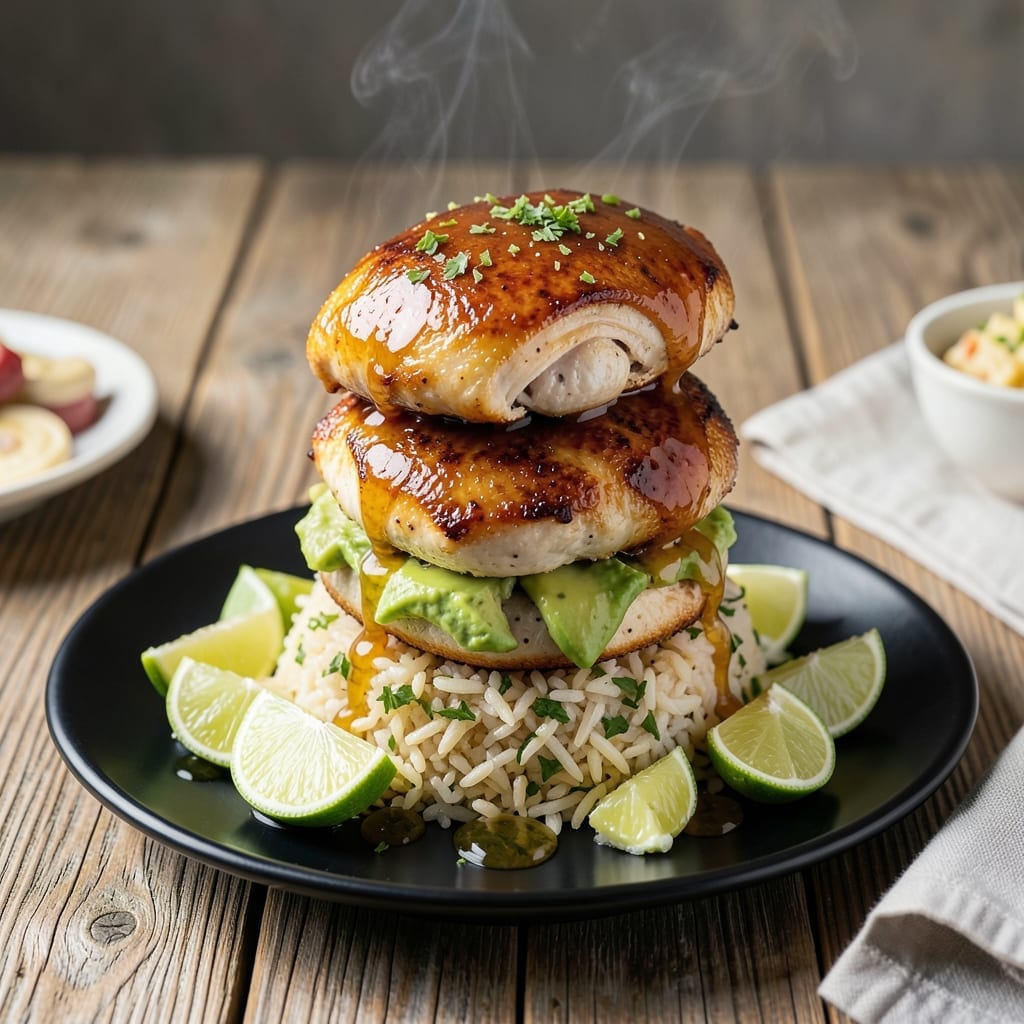 Honey Lime Chicken and Avocado Rice Stack Recipe: Layered Freshness With Zesty Kick