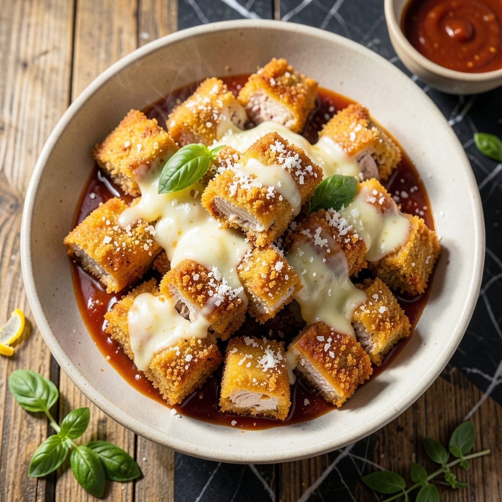 Chicken Parm Bites Recipe: Crispy Bites With Melty Cheese Pull