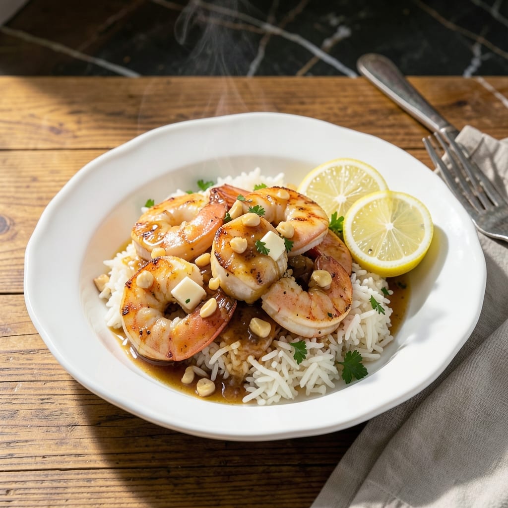 Garlic Butter Shrimp and Rice Recipe: Succulent Shrimp Over Fragrant Jasmine Rice