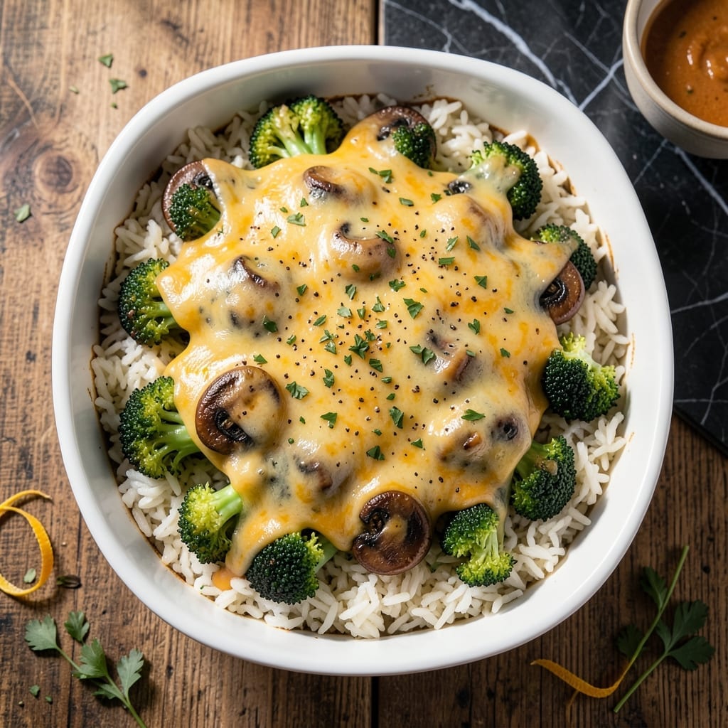 Broccoli Cheese Rice Mushroom Soup Casserole Recipe: Triple-Layered Comfort in One Dish Broccoli Cheese Rice Mushroom Soup Casserole Recipe: Triple-Layered Comfort in One Dish