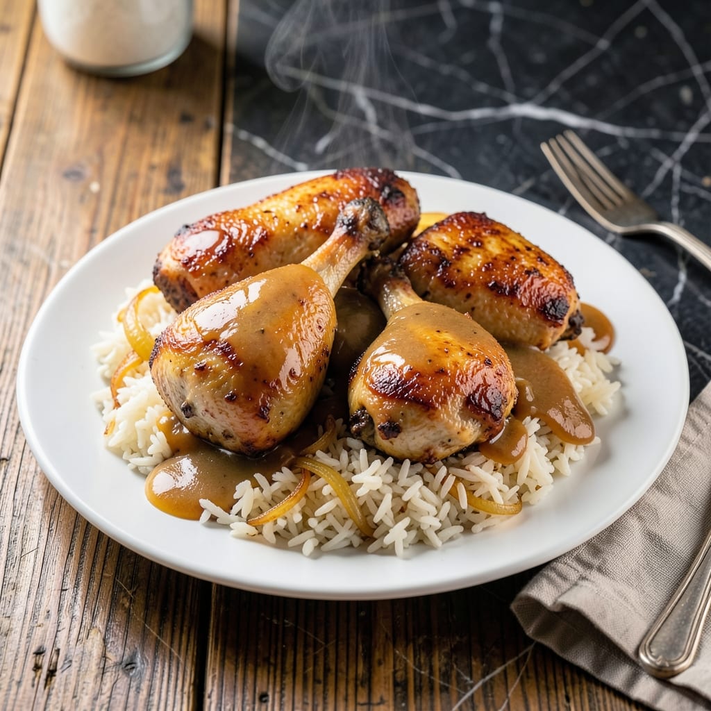 Baked Chicken Rice and Gravy Recipe: Homestyle Creamy One-Dish Meal