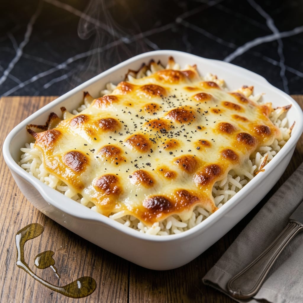 Rice Au Gratin Recipe: Baked Creamy Cheese and Rice Casserole Rice Au Gratin Recipe: Baked Creamy Cheese and Rice Casserole