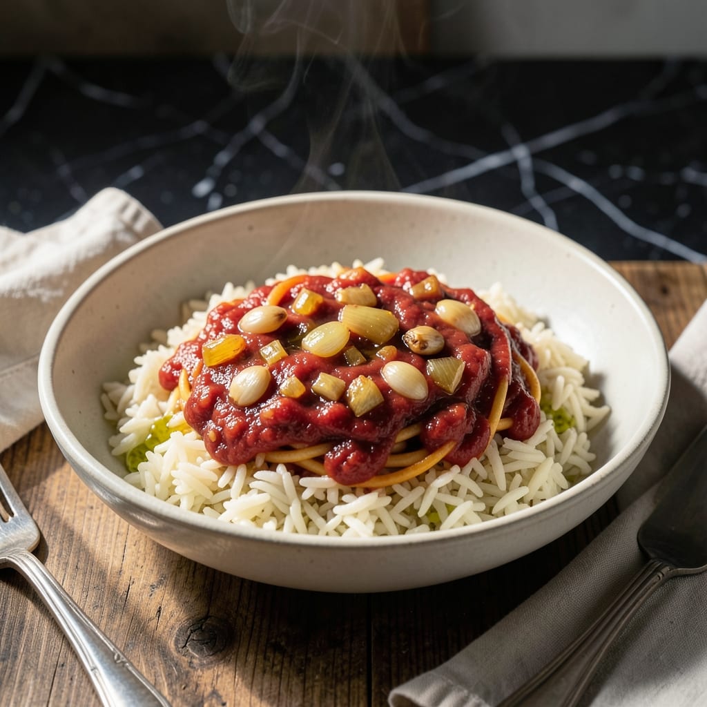 Rice and Spaghetti Sauce Recipe: Hearty Tomato-Infused Fusion