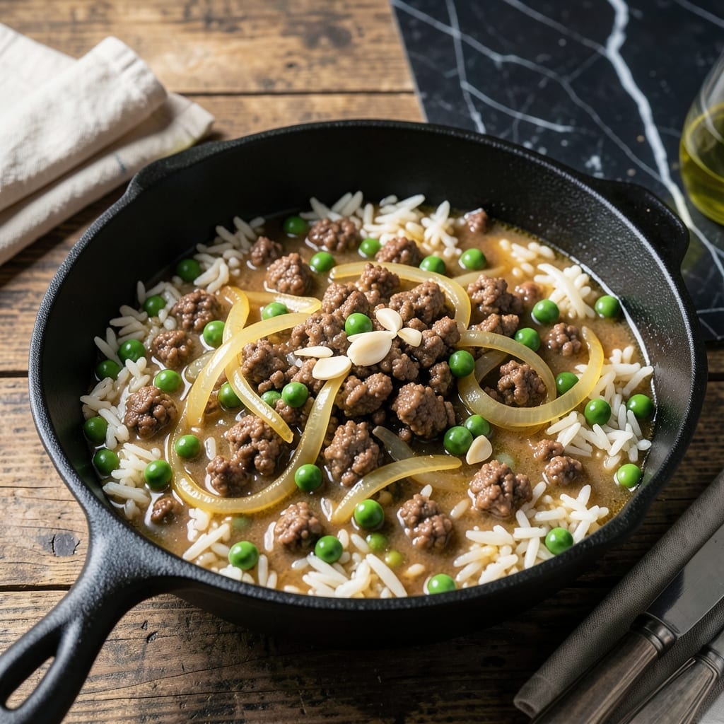 Ground Beef Rice and Peas Recipe: One-Pot Hearty Family Favorite Ground Beef Rice and Peas Recipe: One-Pot Hearty Family Favorite