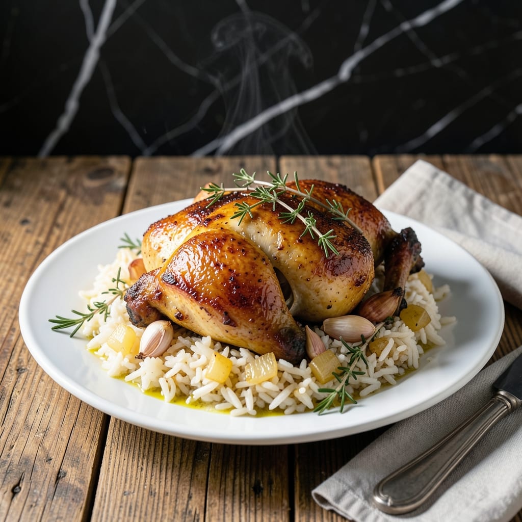 Flavorful Chicken and Rice Recipe: Fragrant Garlic and Herb Infusion