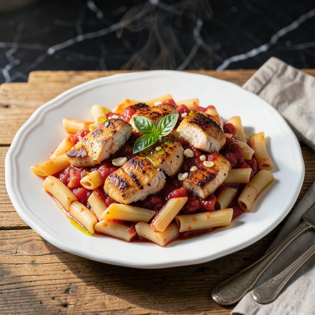 Carmela's Chicken Rigatoni Recipe: Rustic Tomatoes and Melty Cheese Carmela's Chicken Rigatoni Recipe: Rustic Tomatoes and Melty Cheese