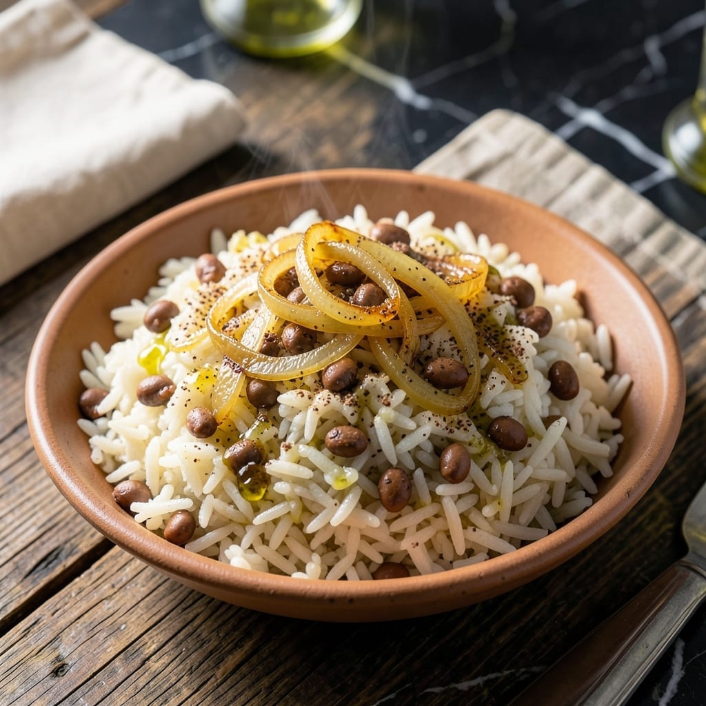 Majadra Rice Recipe: Lentil and Caramelized Onion Harmony Majadra Rice Recipe: Lentil and Caramelized Onion Harmony