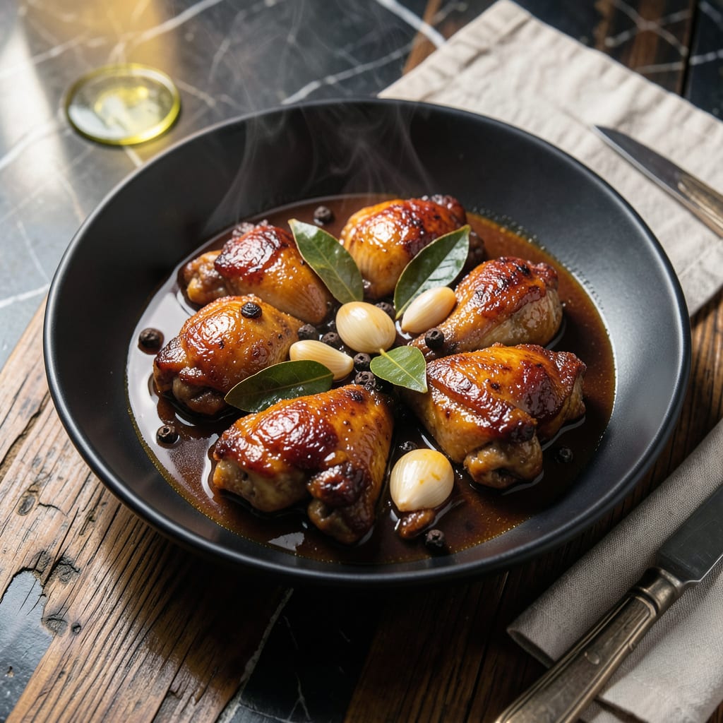 filipino chicken adobo recipe instant pot illustration with key details