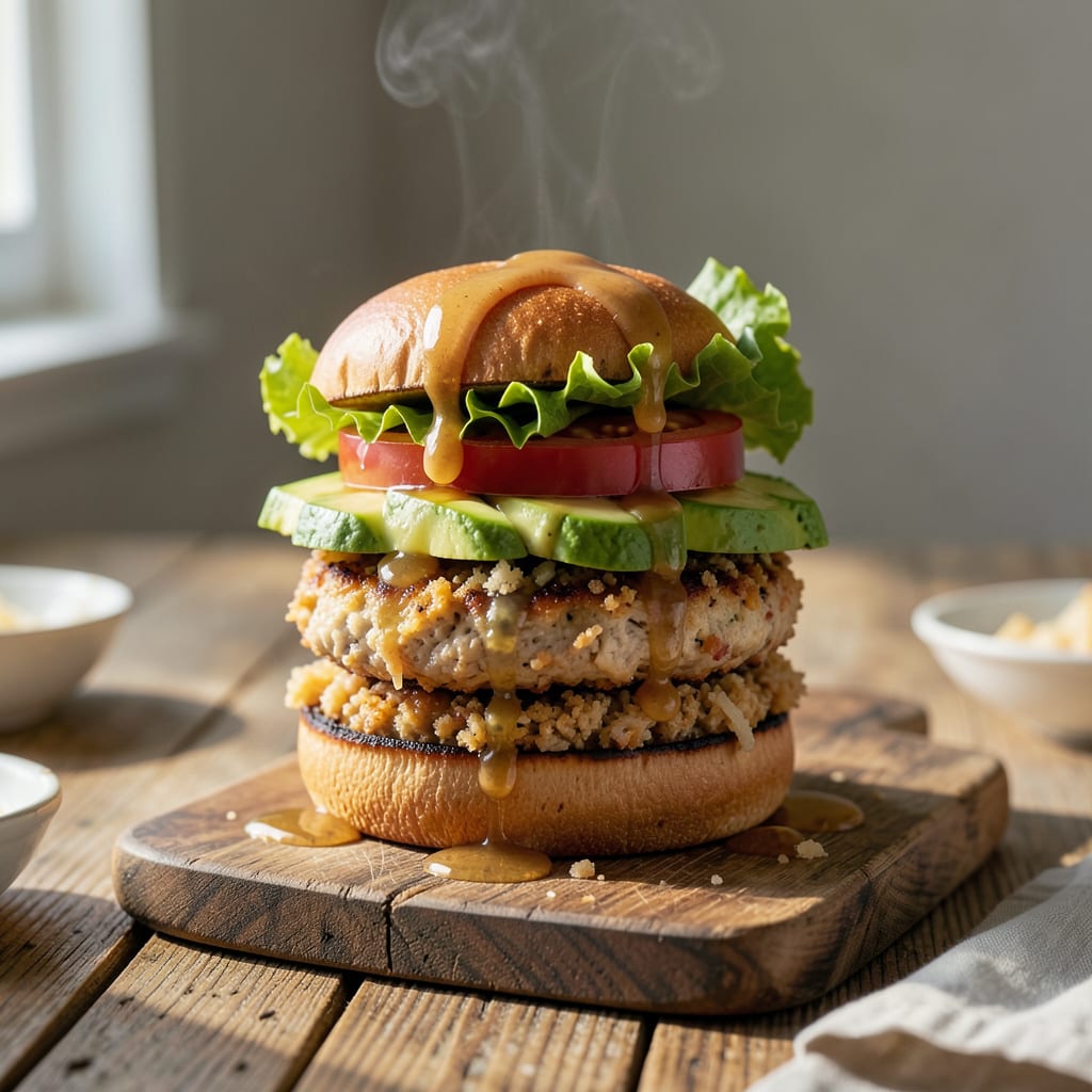 gluten free chicken burger recipe example with annotations