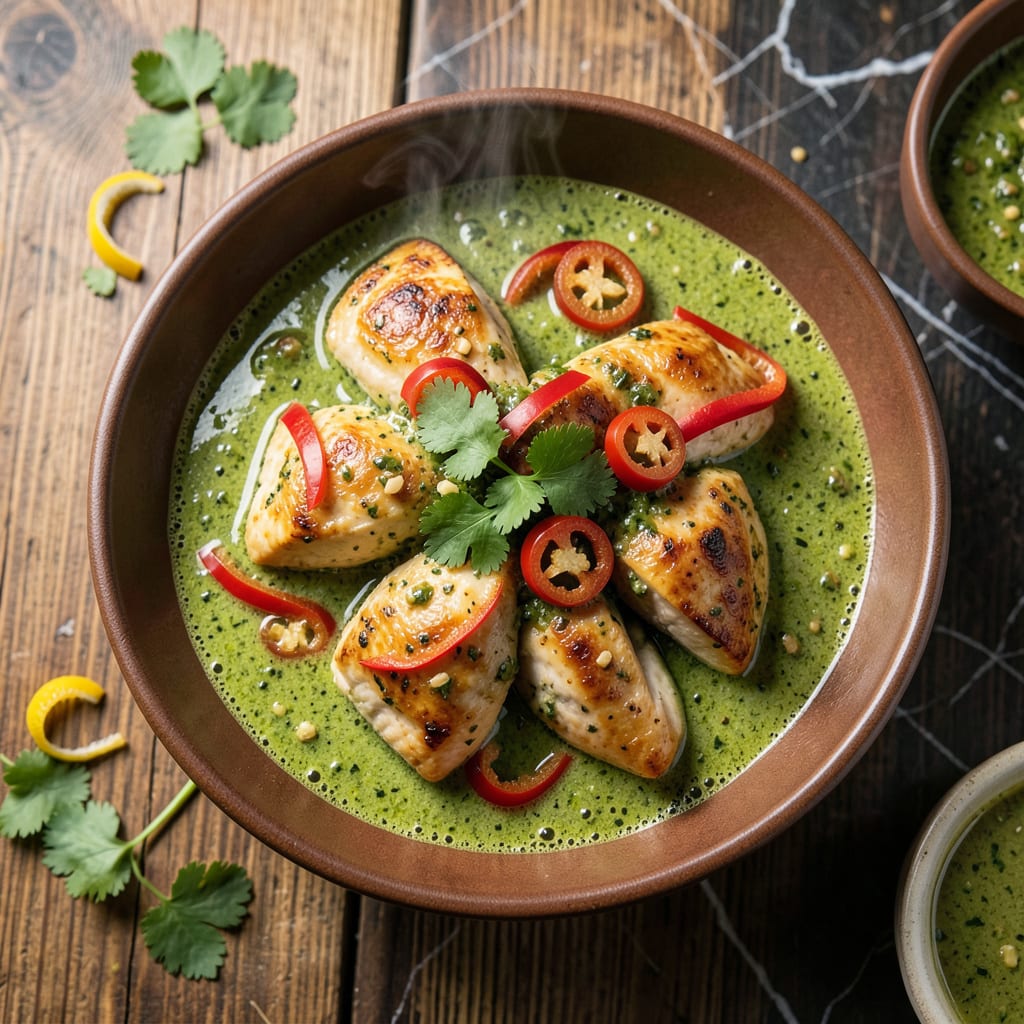Visual representation of green chicken curry slow cooker recipe