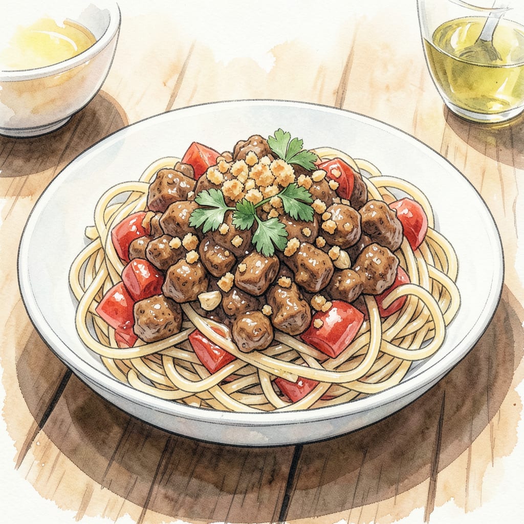 Visual representation of Ground Chicken Spaghetti Recipe: Quick Family Favorite Dish