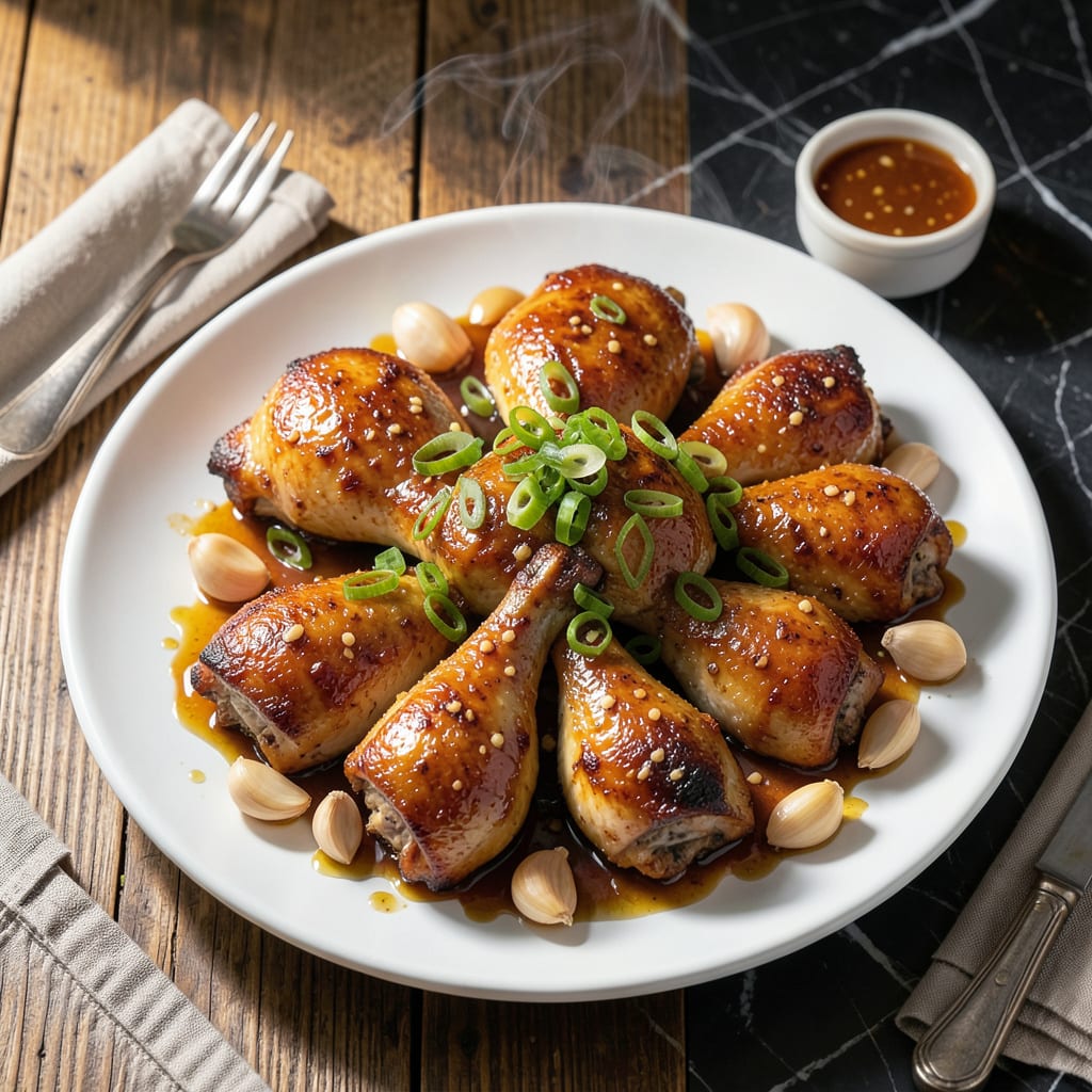 Complete honey garlic roasted chicken recipe overview image