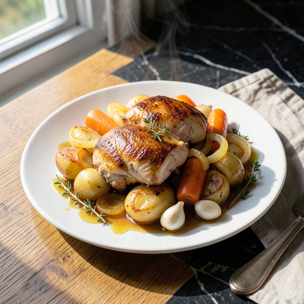 Complete instant pot chicken and vegetables recipe overview image