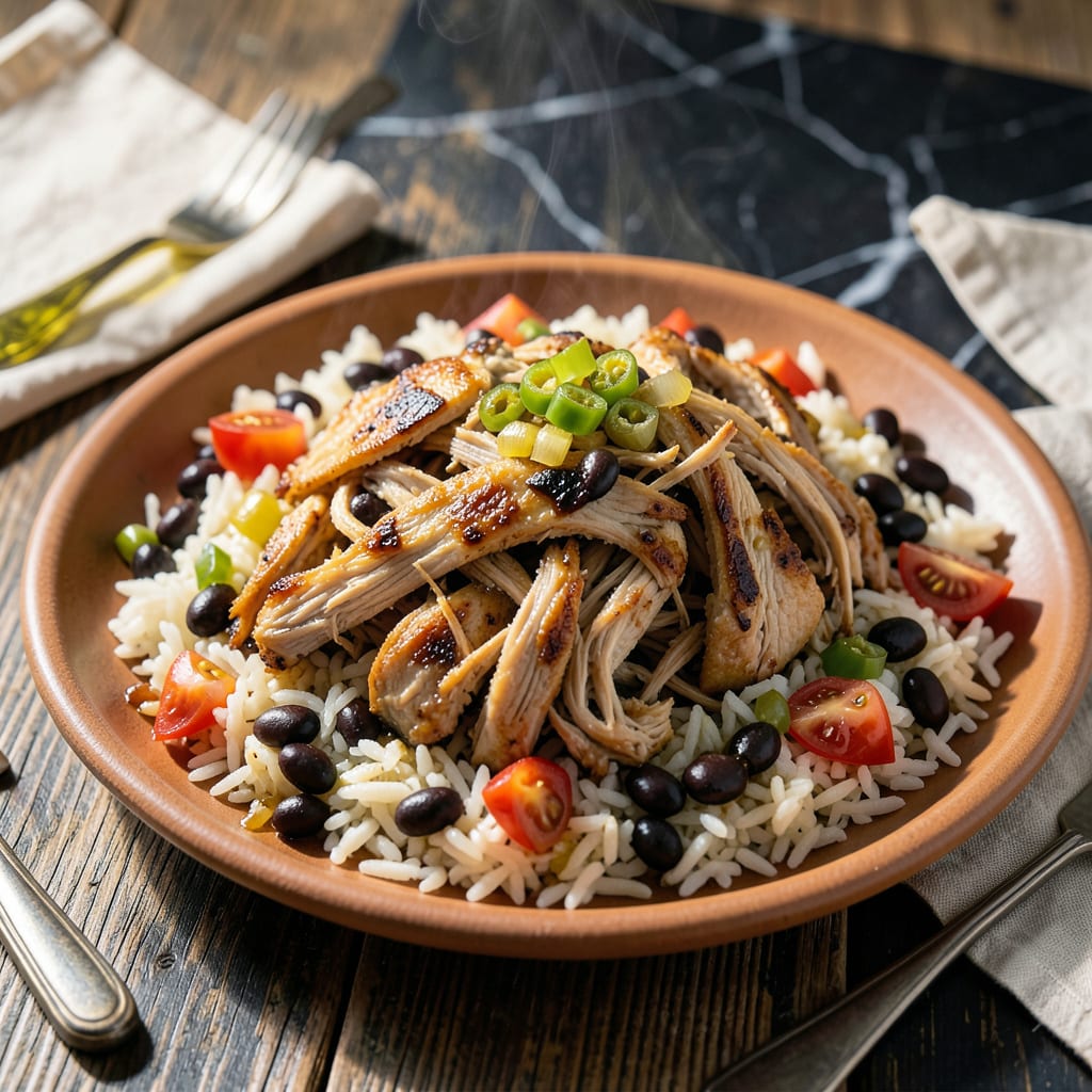 instant pot chicken burrito recipe example with annotations