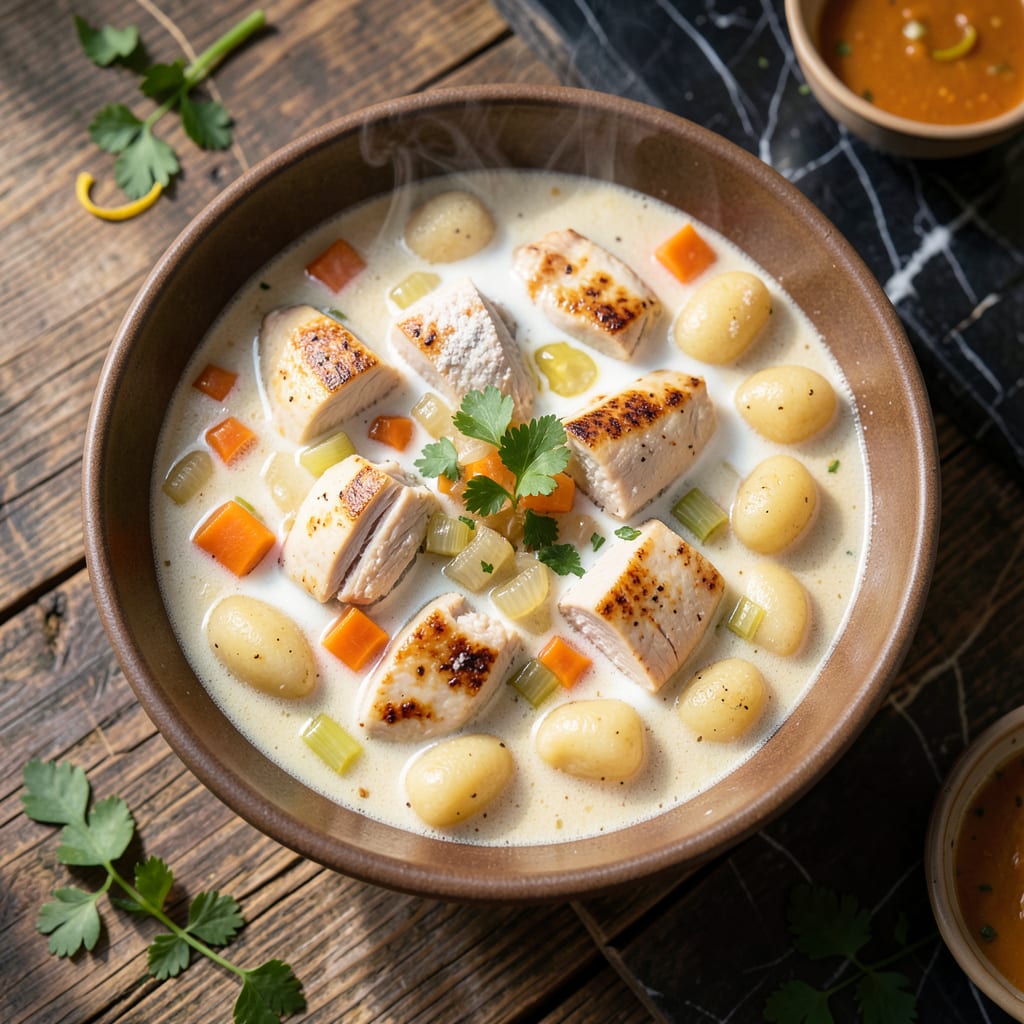 instant pot chicken gnocchi soup recipe example with annotations