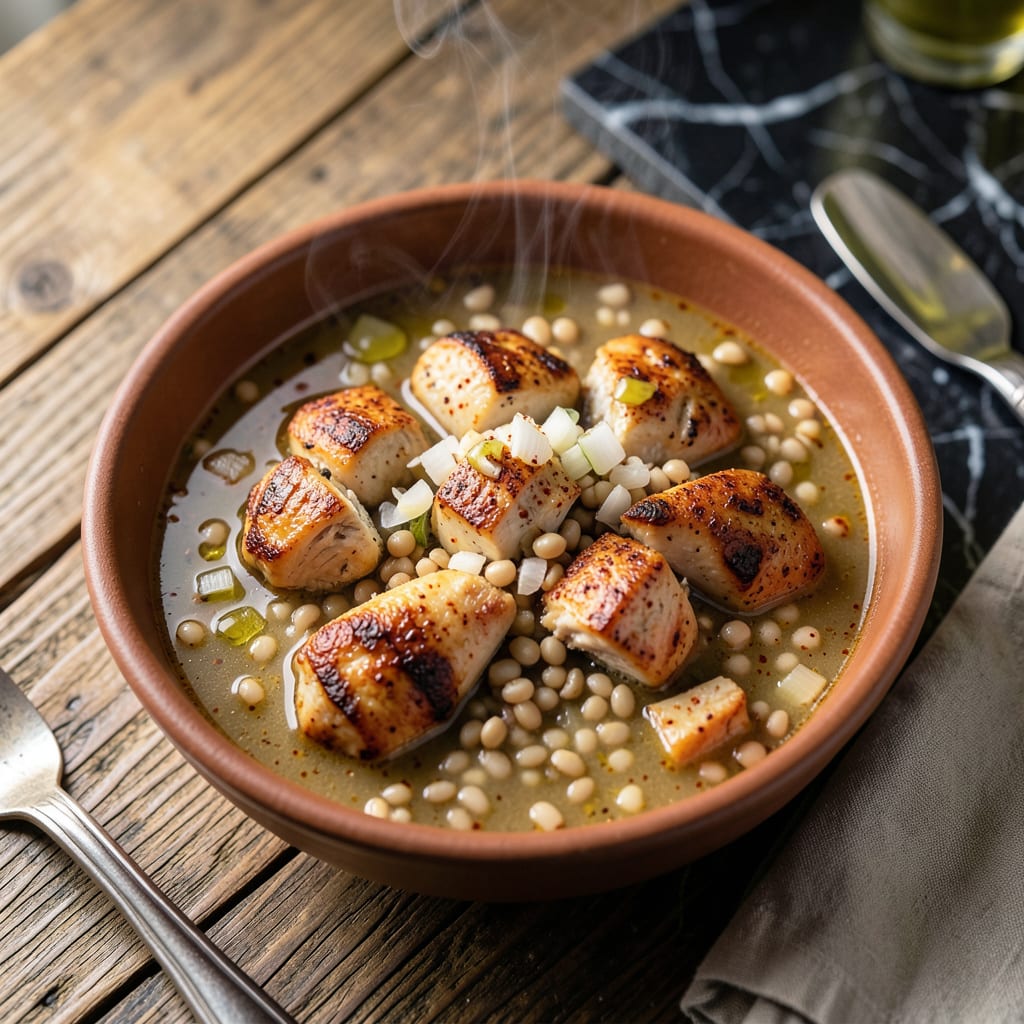 instant pot chicken pozole recipe illustration with key details