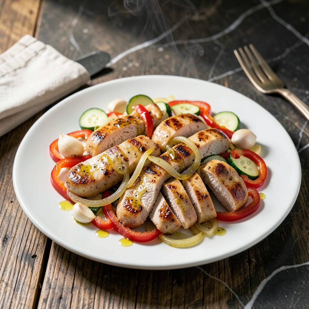 instant pot chicken sausage recipe illustration with key details