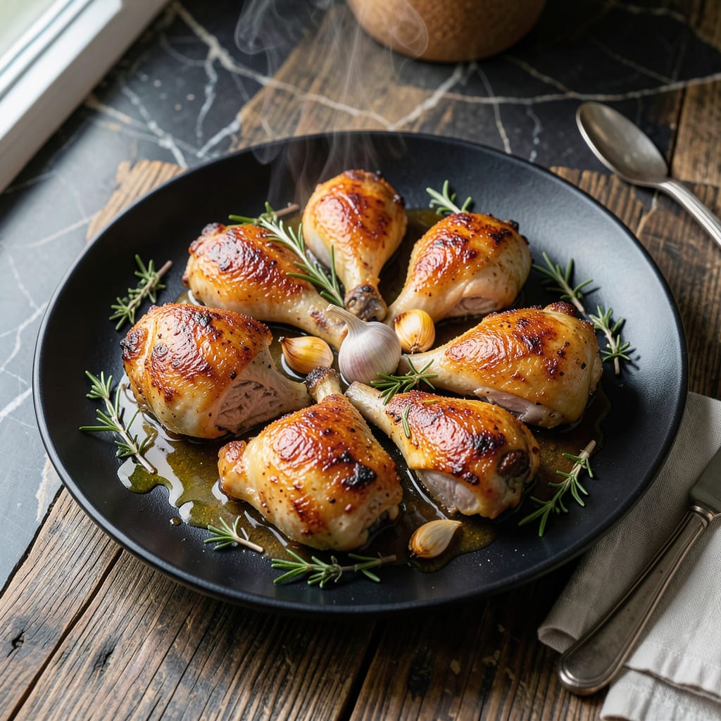 Visual representation of pan roasted chicken thighs recipe