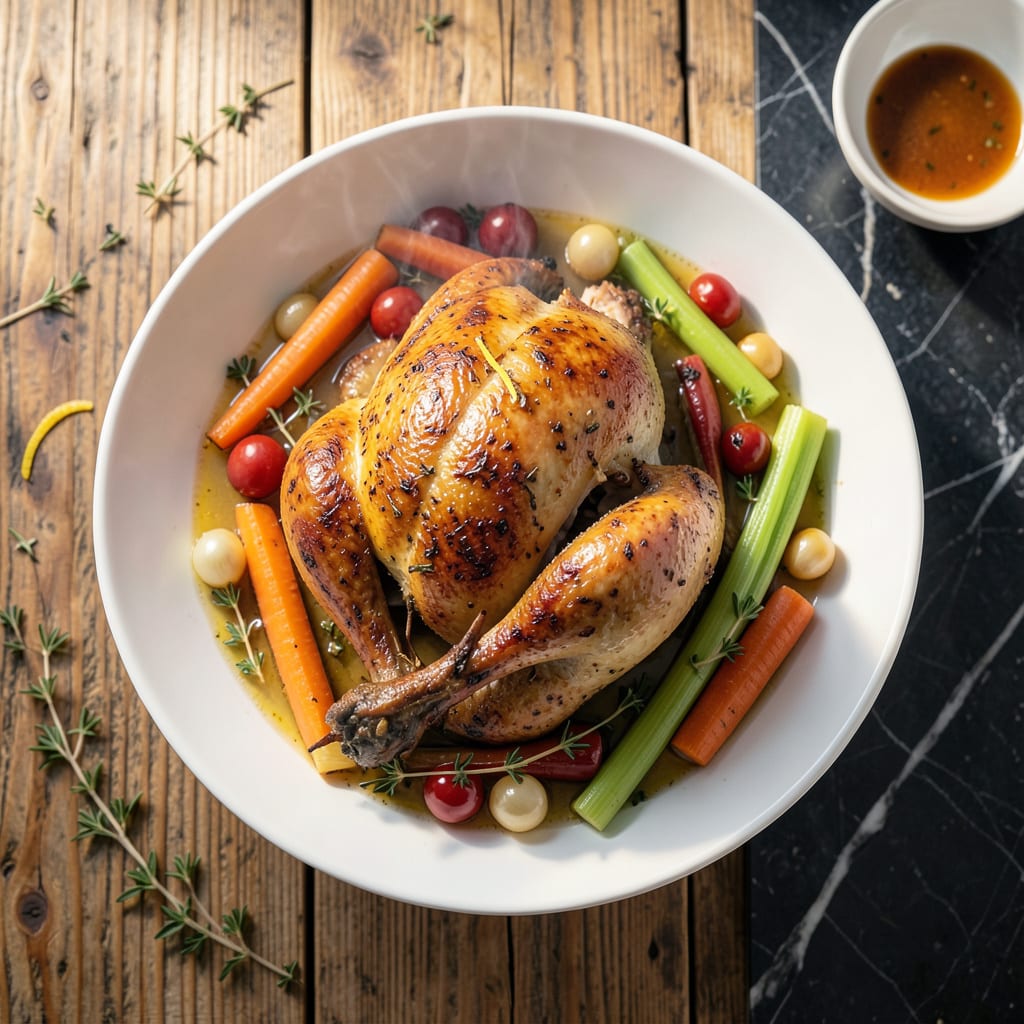 Roast Chicken for Soup: Rich Broth Ready with Herb Infused Juices illustration with key details
