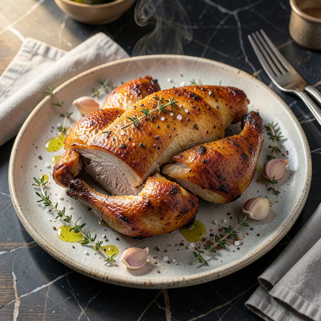 Complete roasted butterfly chicken recipe overview image