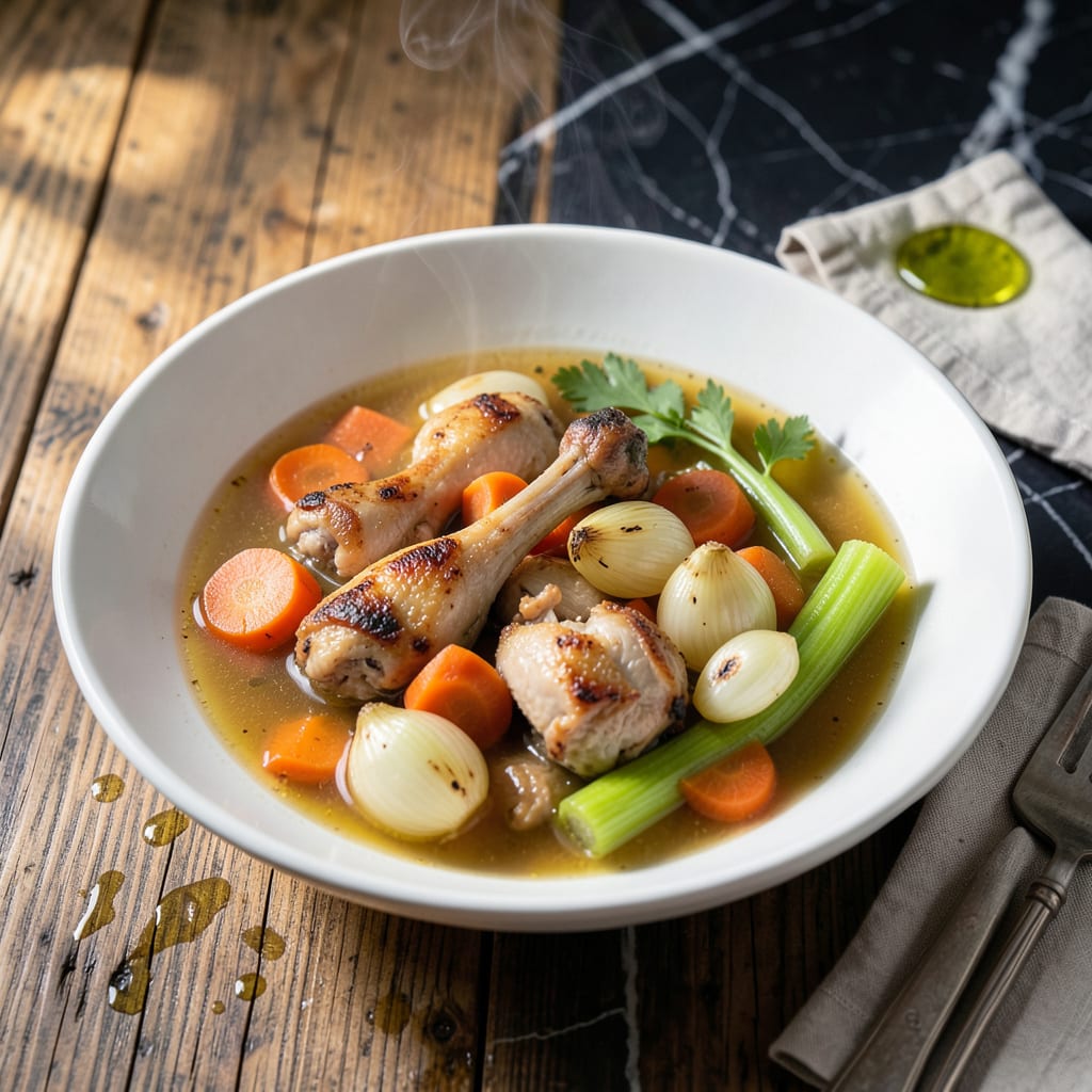 Visual representation of salt free chicken bouillon recipe