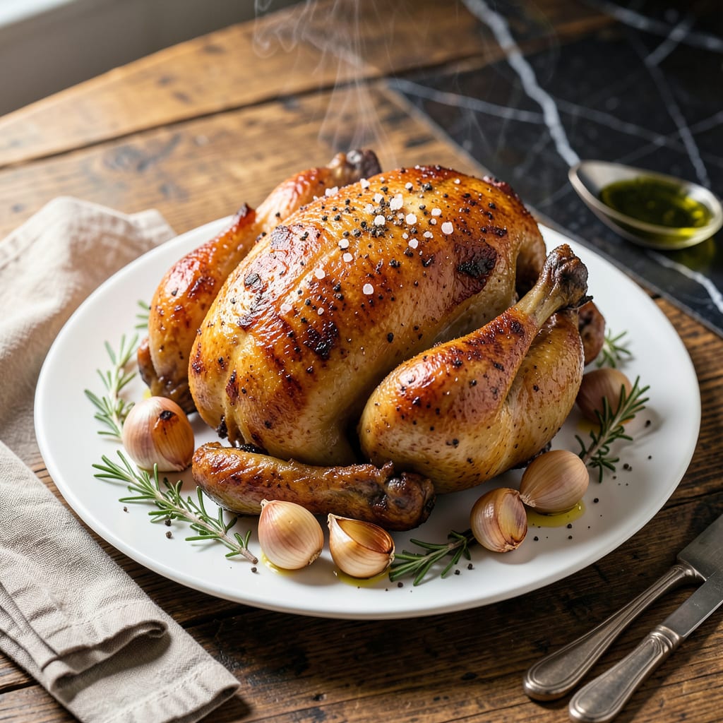 Visual representation of slow cook whole chicken recipe