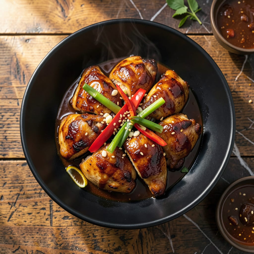 Visual representation of slow cooker hoisin chicken recipe