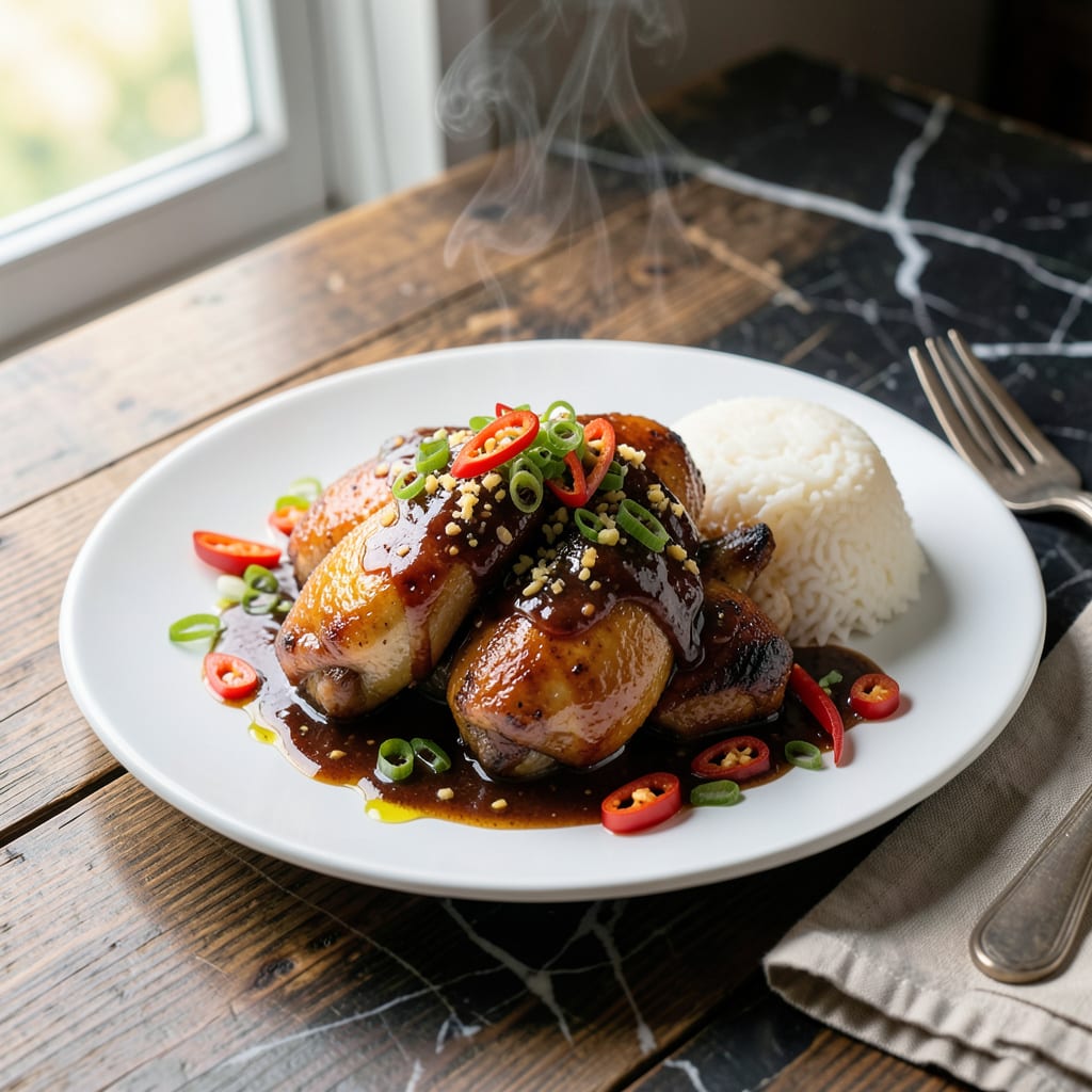 Visual representation of slow cooker hoisin garlic chicken recipe